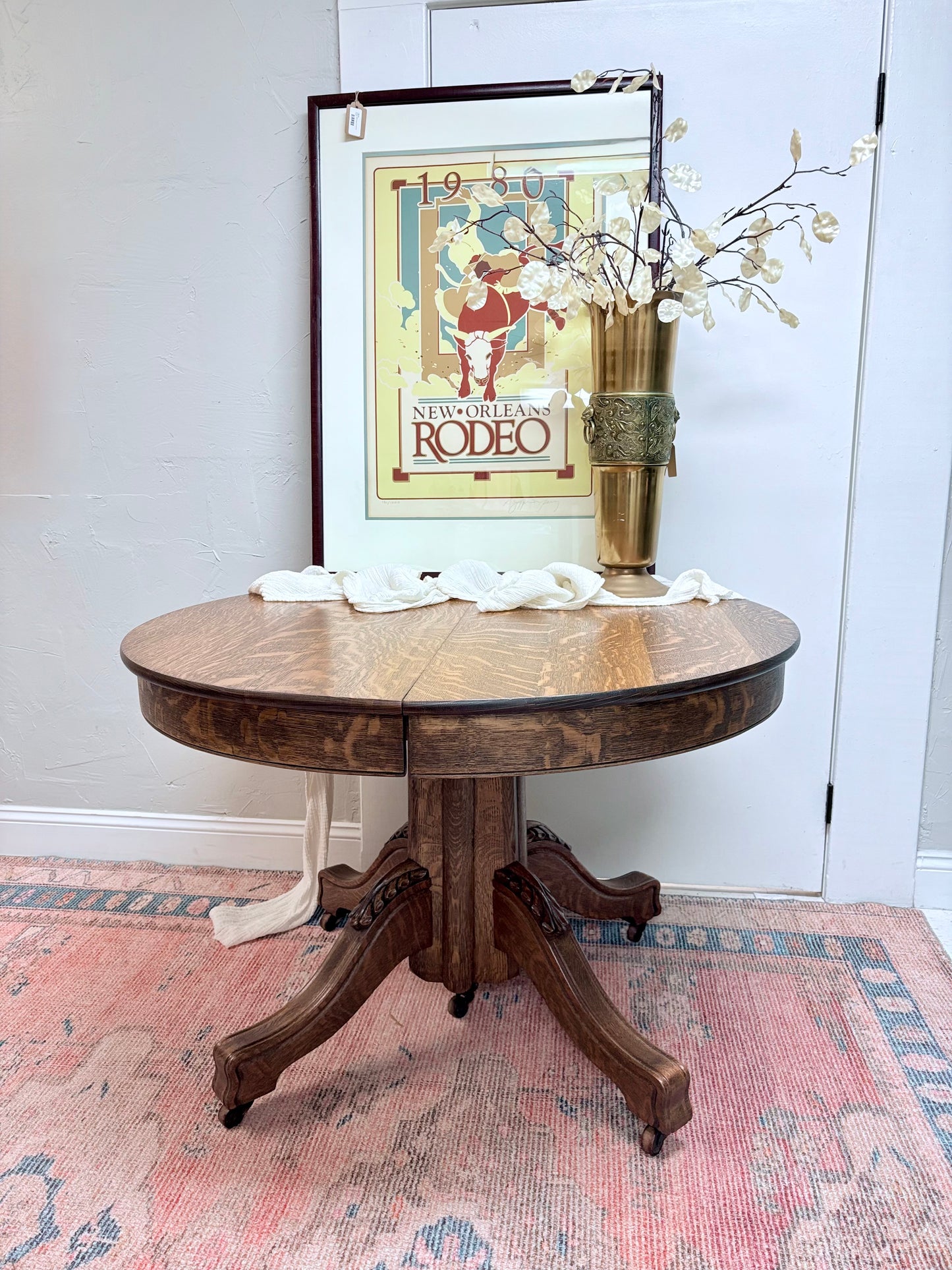 Vintage Tiger Oak Dining Table