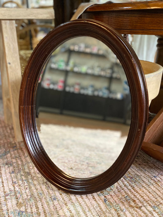 Oval Beveled Mirror/Wood Frame 18.5x14.5