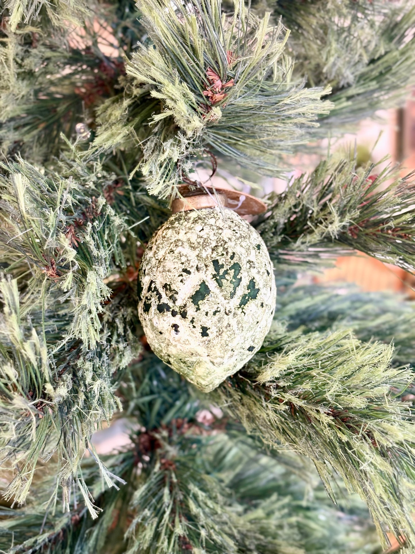 Antiqued Diamond Christmas Ornament 3 In - Green