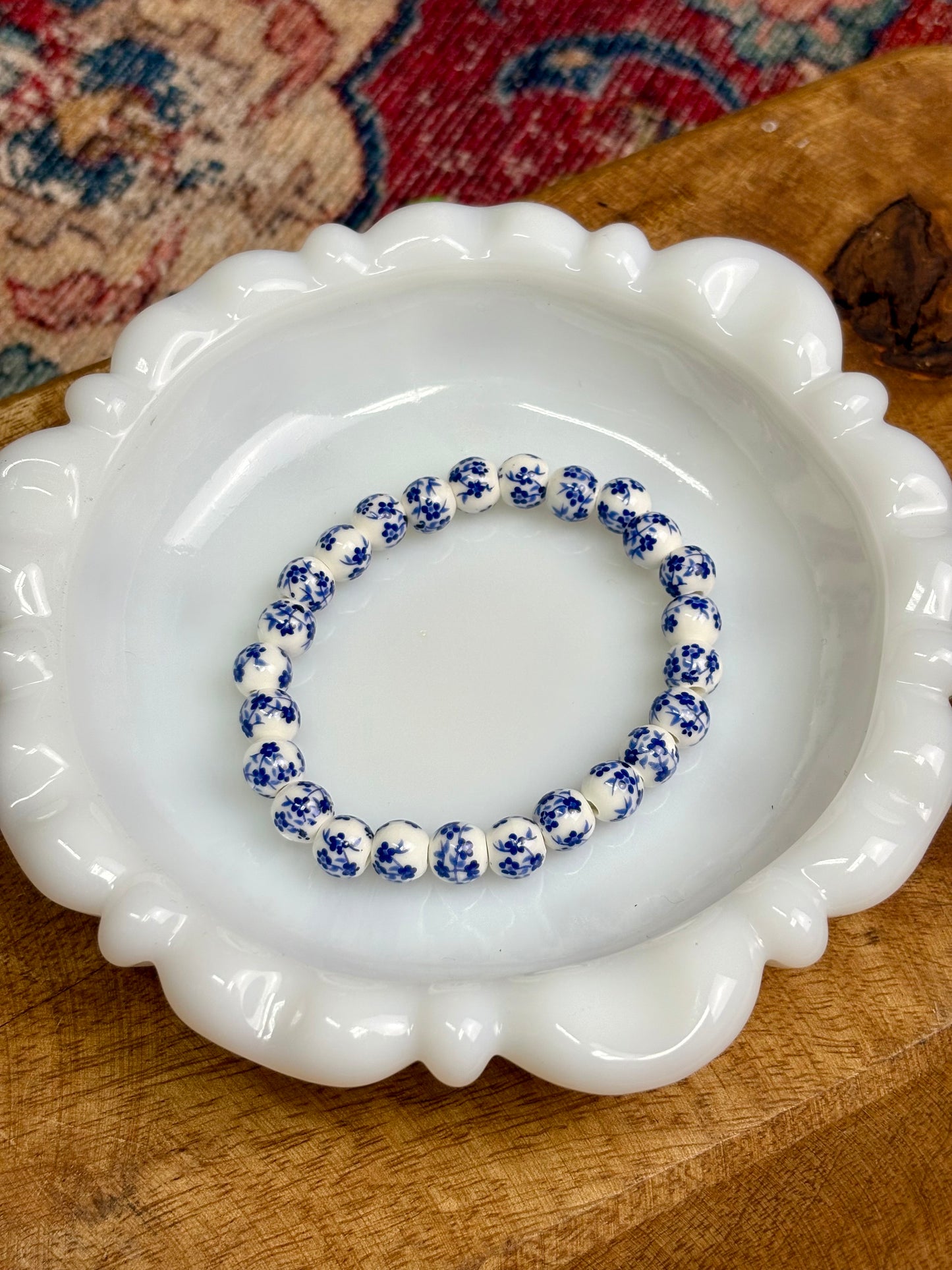 Blue & White Stretch Bracelet