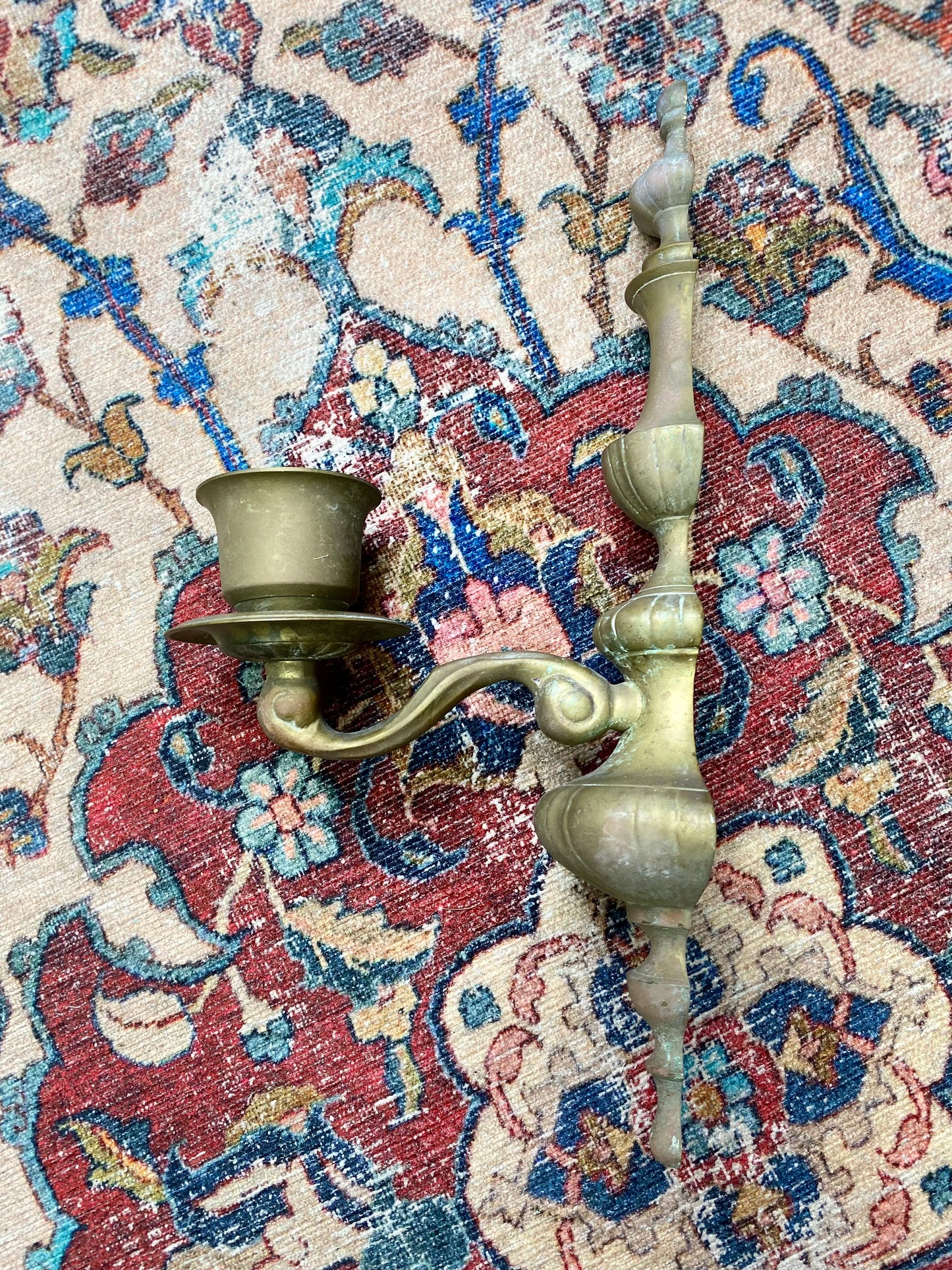 Brass Single Candle Colonial Wall Sconce