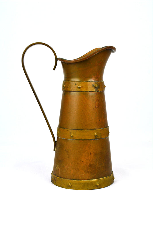 Vintage Brass Pitcher with Stud Detail