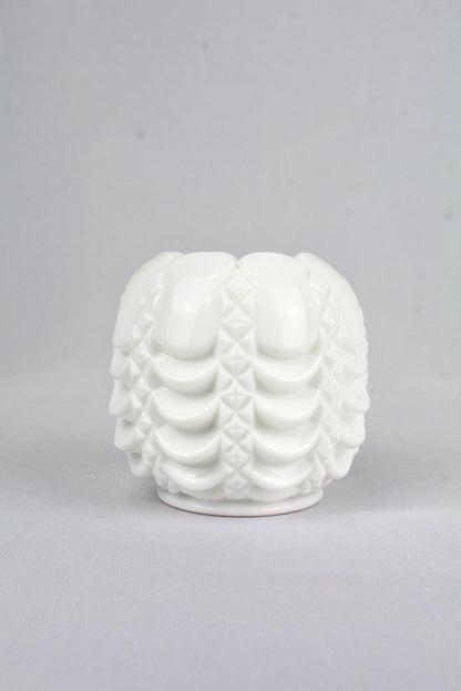 Vintage Milk Glass Vase with Swag Detail