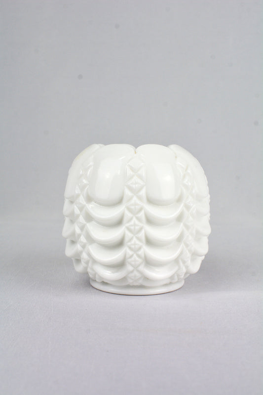 Vintage Milk Glass Vase with Swag Detail