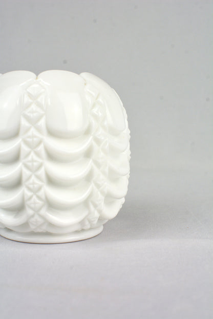 Vintage Milk Glass Vase with Swag Detail