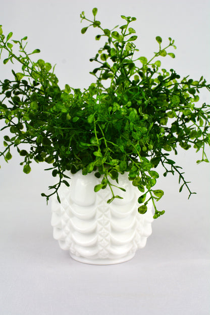 Vintage Milk Glass Vase with Swag Detail