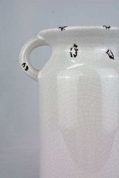 White Ceramic Crackle Glaze Farmhouse Vase