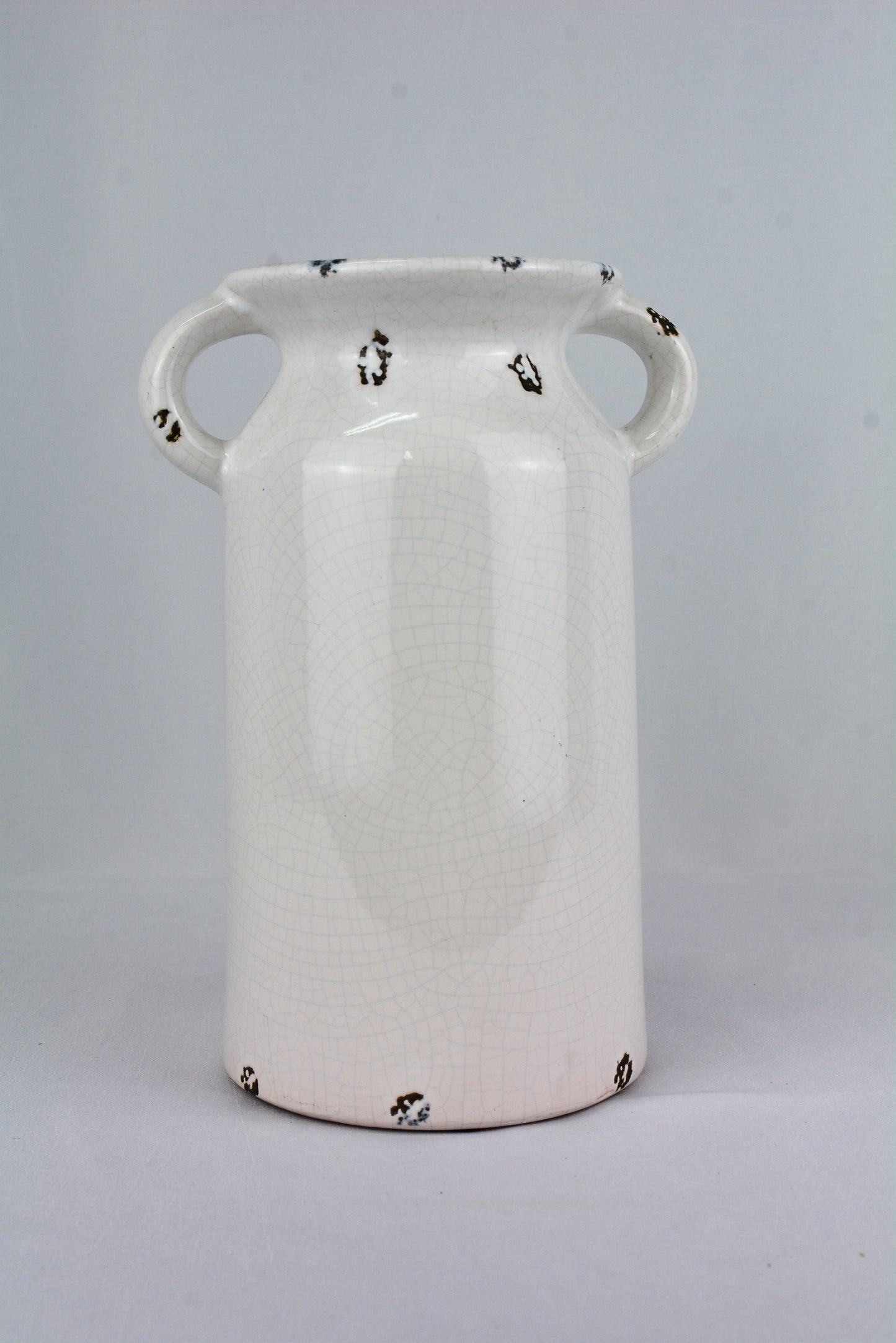 White Ceramic Crackle Glaze Farmhouse Vase