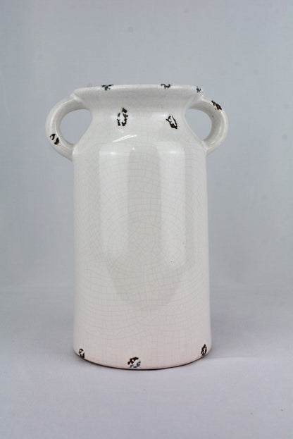 White Ceramic Crackle Glaze Farmhouse Vase