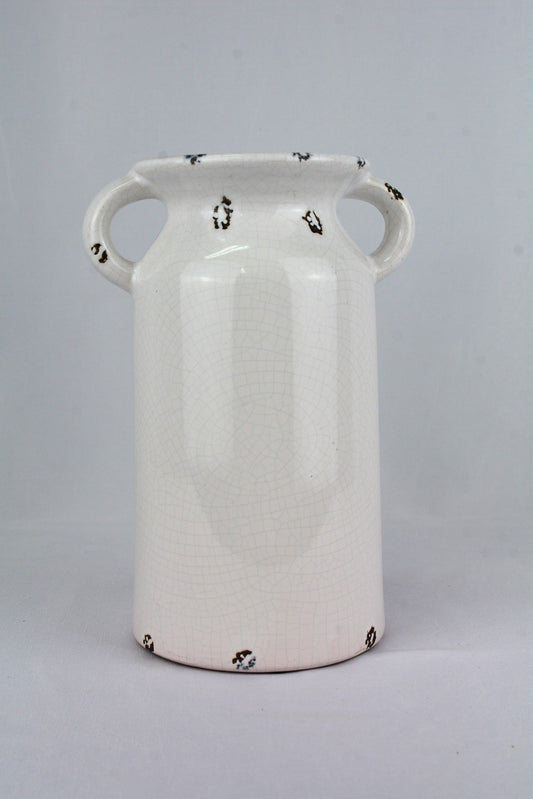 White Ceramic Crackle Glaze Farmhouse Vase