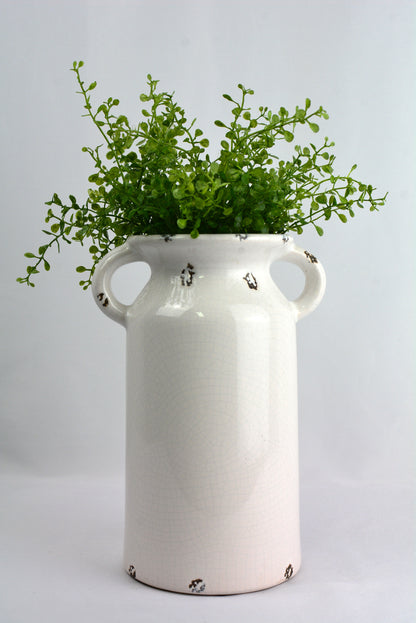 White Ceramic Crackle Glaze Farmhouse Vase