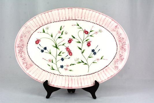 Vintage "Dots" Spring Flowers Platter