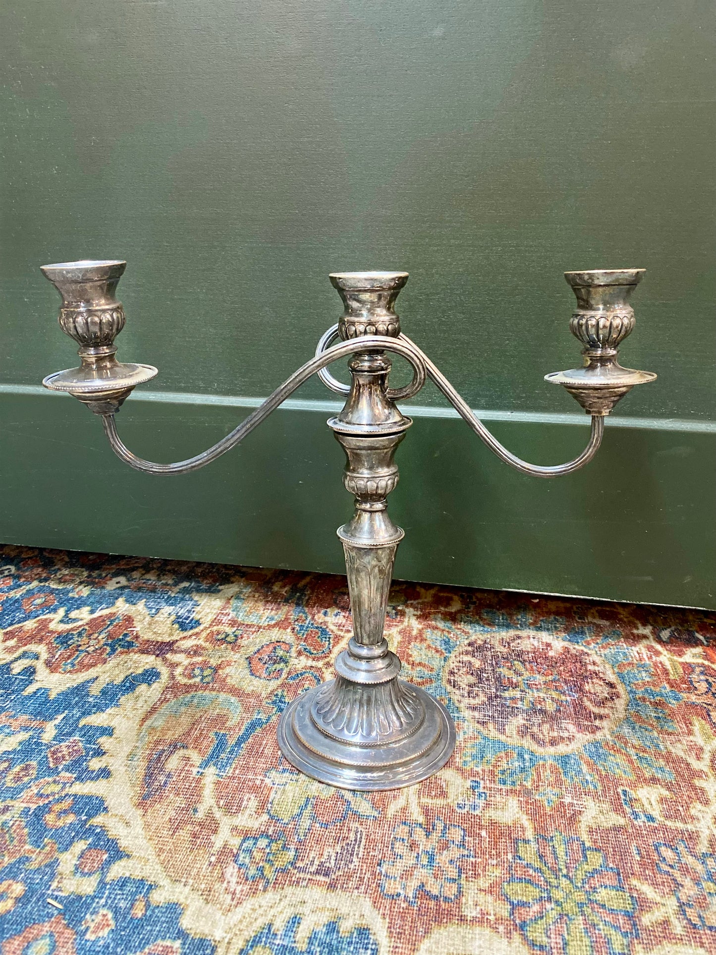 Vintage 3 Point Silver Candle Holder Made in Sheffield England