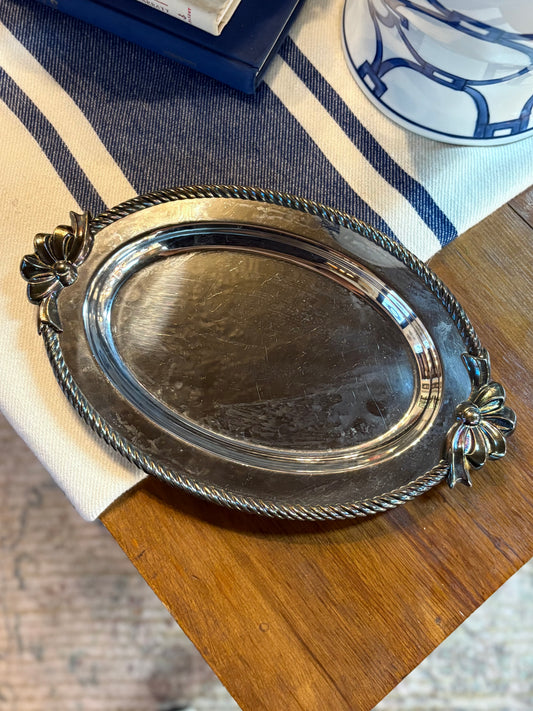 Vintage Oneida "Ropes and Bows" Silver-Plated Serving Tray