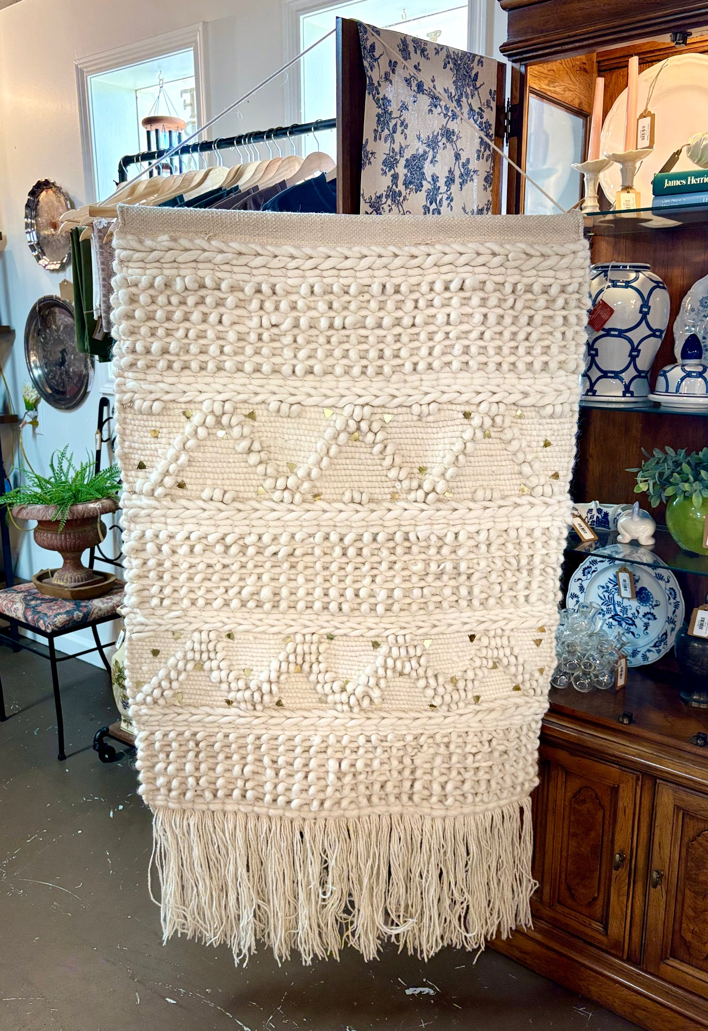 Macrame Wall Hanger with Gold Detail