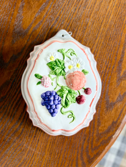 Vintage Fruit Jello Mold w/Peach Trim