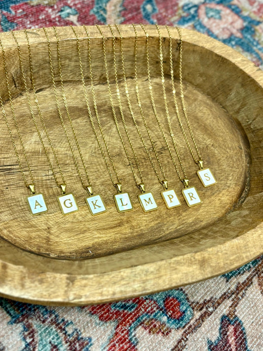 Opal Charm Initial Necklace