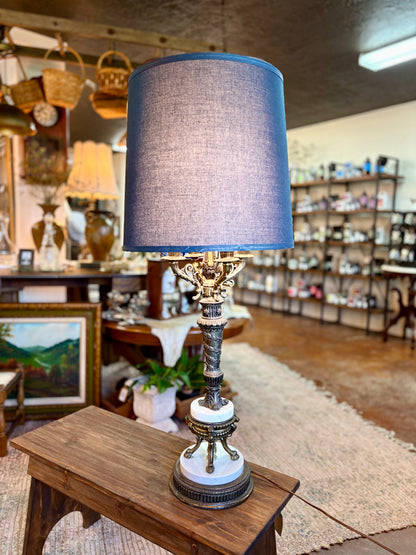 Vintage Ornate Candelabra Lamp with Fine Marble Base