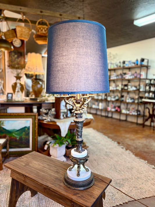 Vintage Ornate Candelabra Lamp with Fine Marble Base