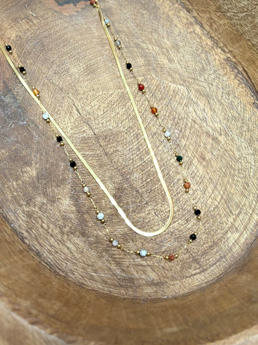 Multi-Colored Beaded Layered Necklace