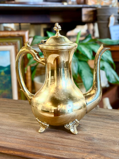 Brass Coffeepot with Etched Feet