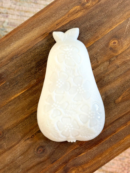 Milk Glass Harvest Pear Candy Dish