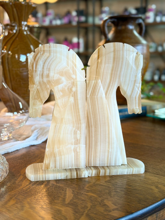 Onyx Horse Head Bookends