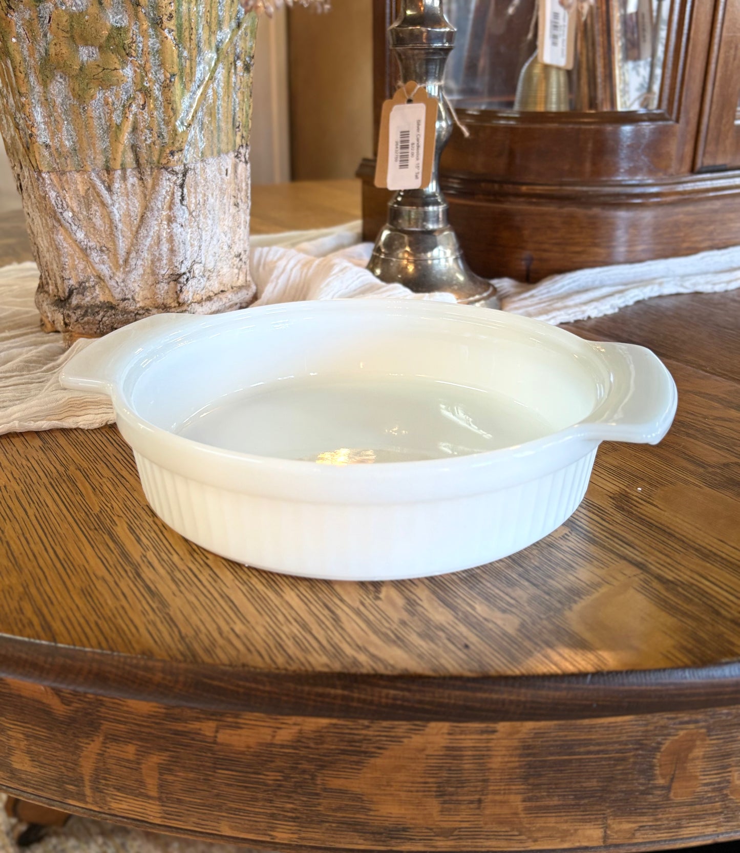 Vintage Anchor Hocking Milk Glass Ribbed Casserole Dish