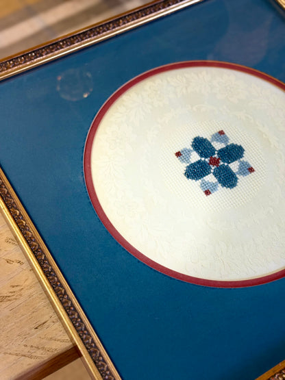 Framed Cross Stitch on Lace