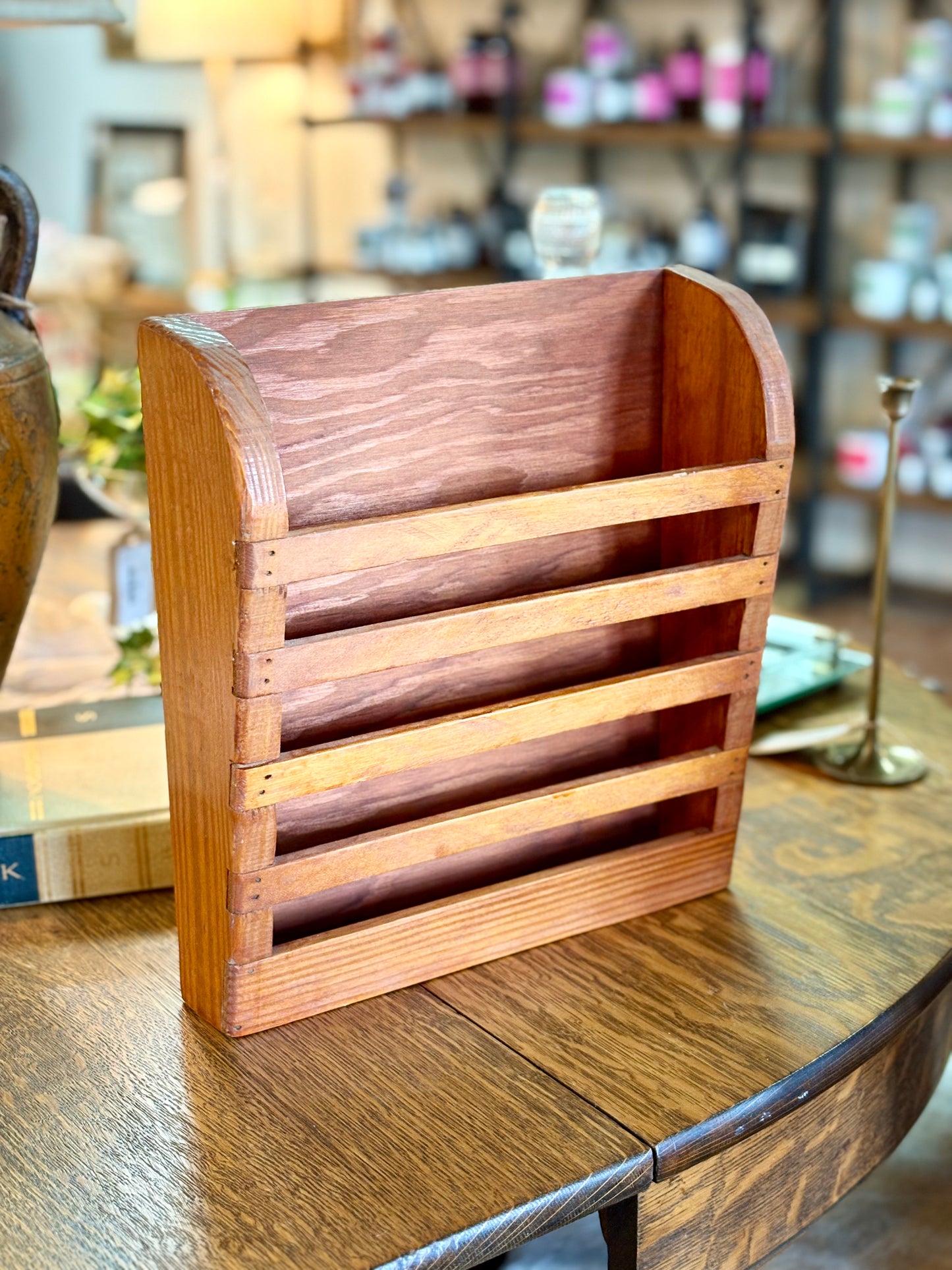 Slatted Wooden Magazine Holder