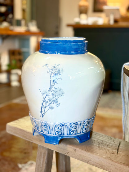 Vintage Japanese Inspired Blue & White Vase