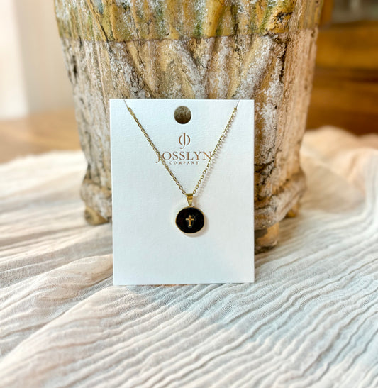 Black & Gold Cross Pendant Necklace
