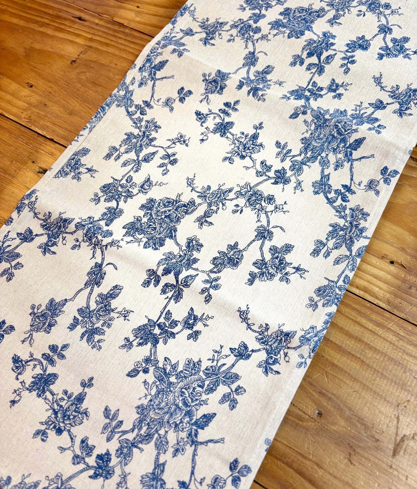 Blue Floral Table Runner 11.8”x96”