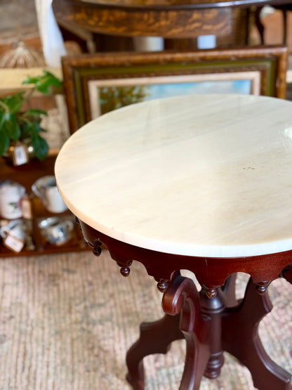 Victorian Mahogany Round Table with Marble Top