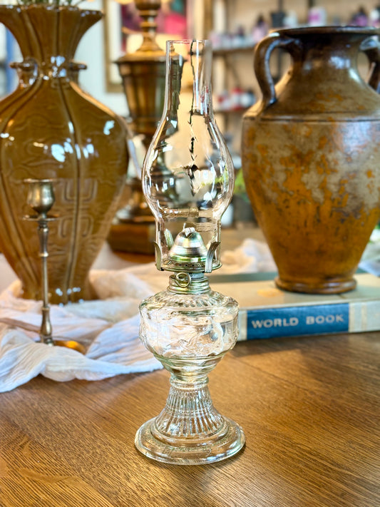 Vintage Oil Lamp with Bird Detail