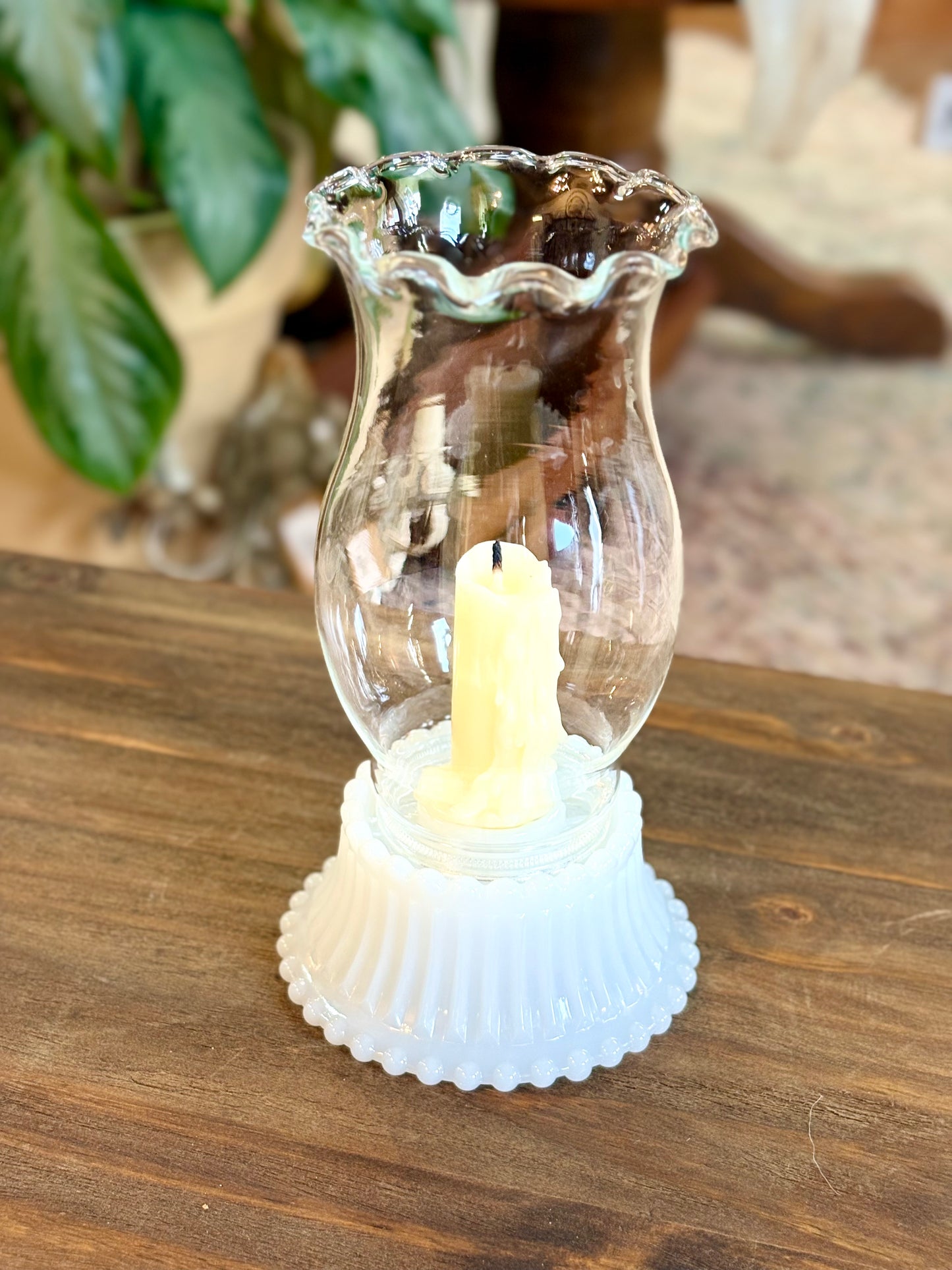 Milk Glass Hurricane