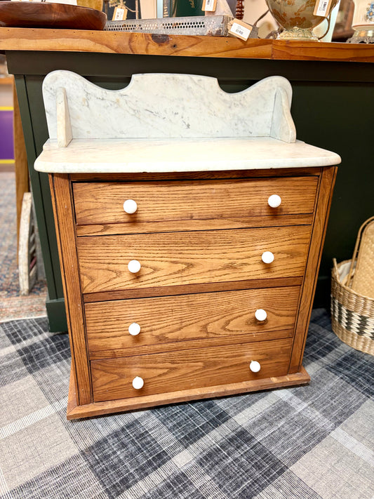 Vintage Marble Top 4 Drawer Nightstand