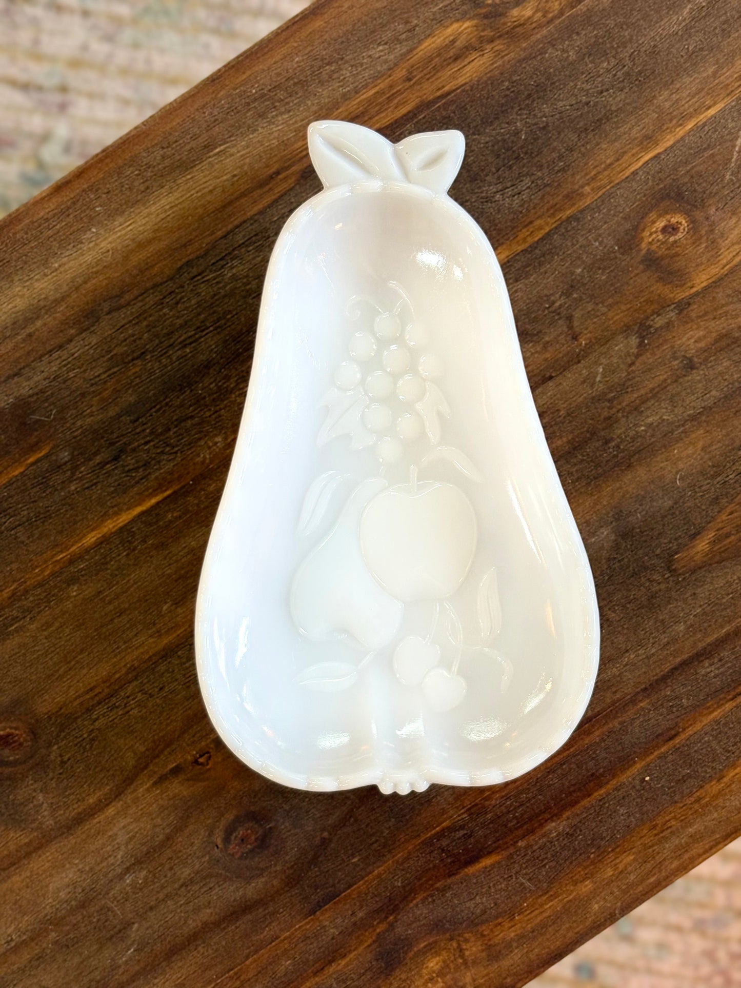 Milk Glass Harvest Pear Candy Dish