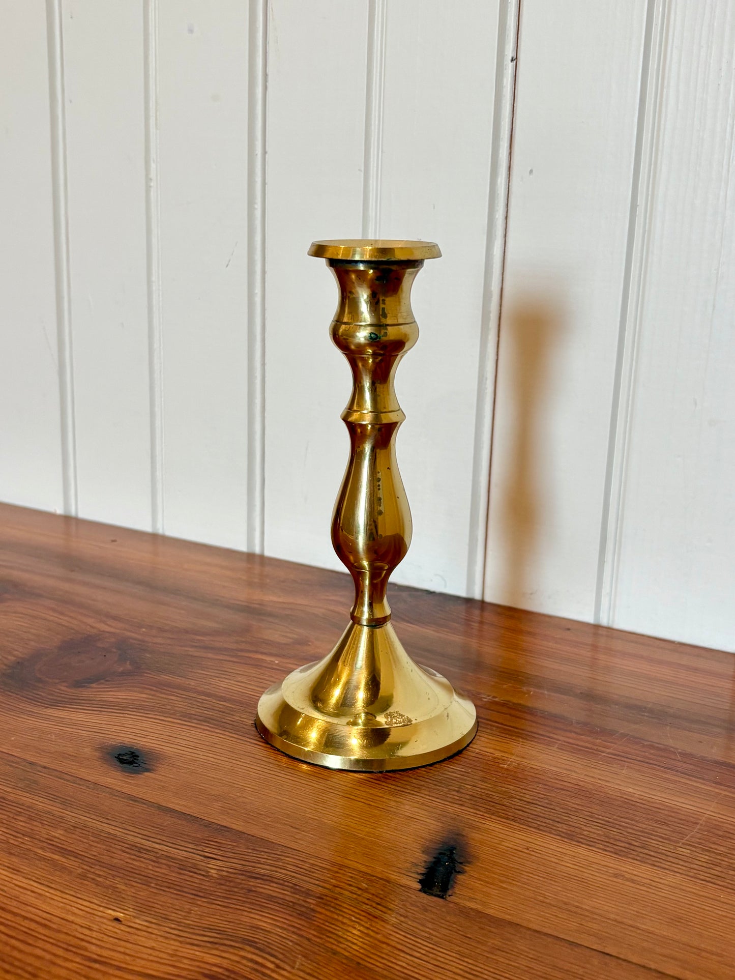 Brass Candlestick with Round Base