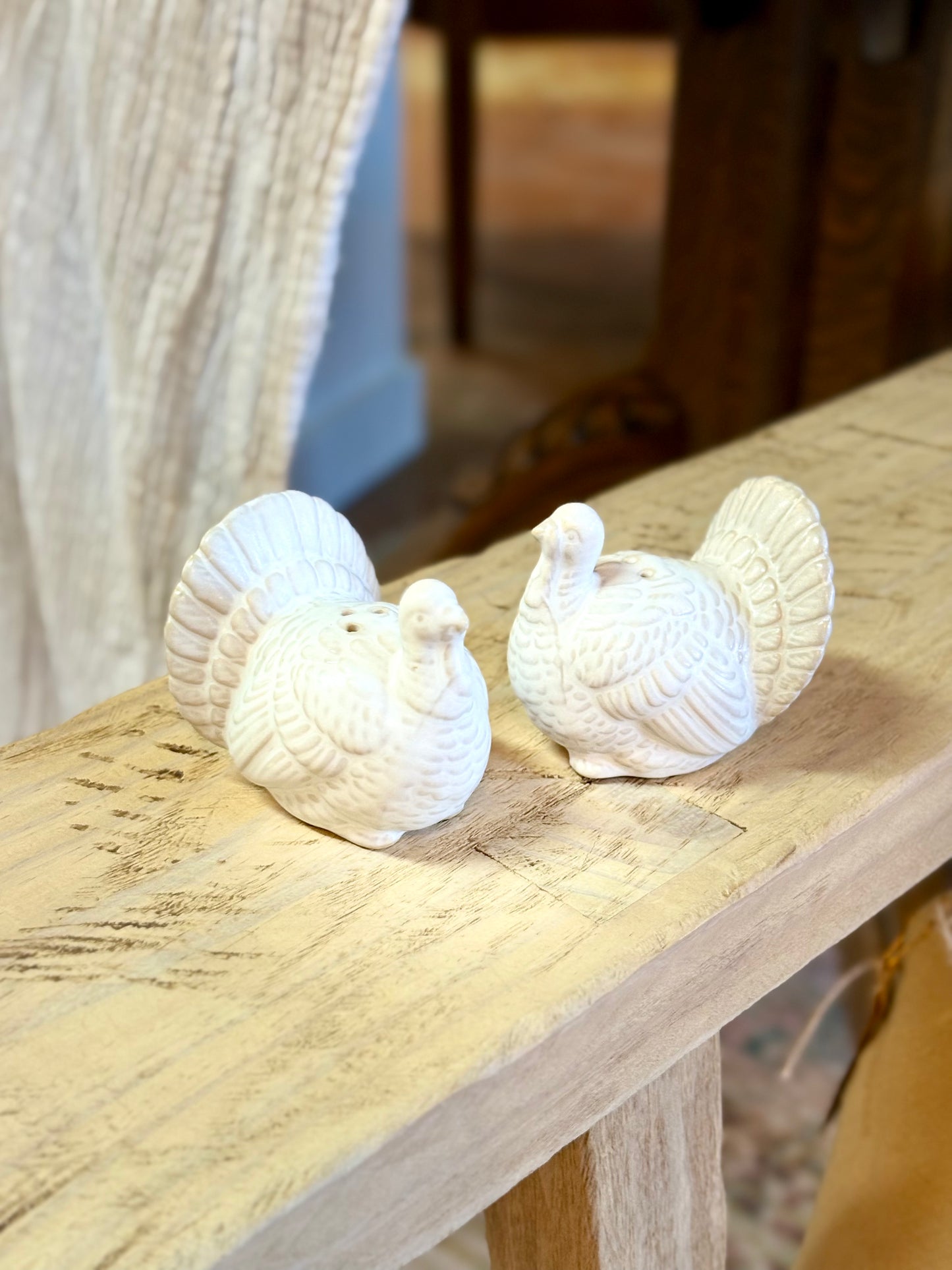 White Ceramic Turkey S&P Shakers