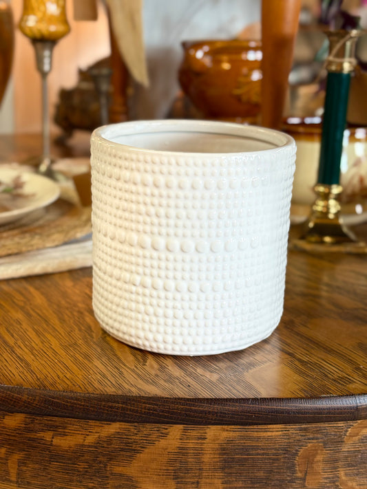White Ceramic Hobnail Design Vase