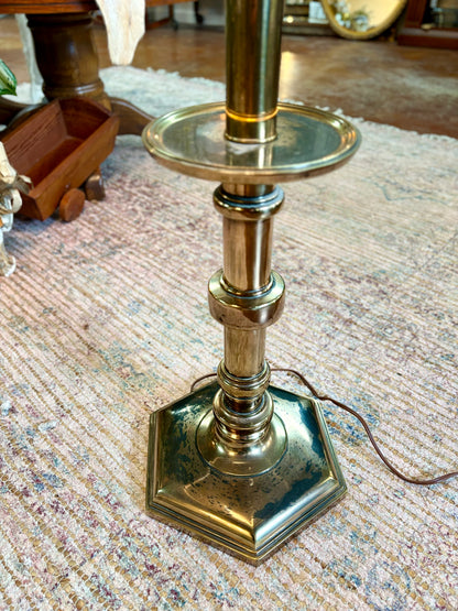 Vintage Brass Stiffel Floor Lamp with Glass Table