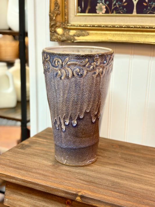Blue Vase with Drip Glaze