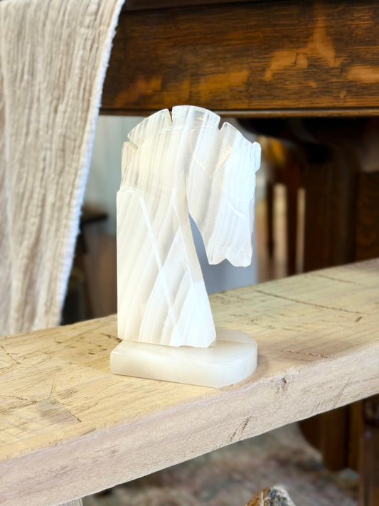 Single Onyx Horsehead Bookend