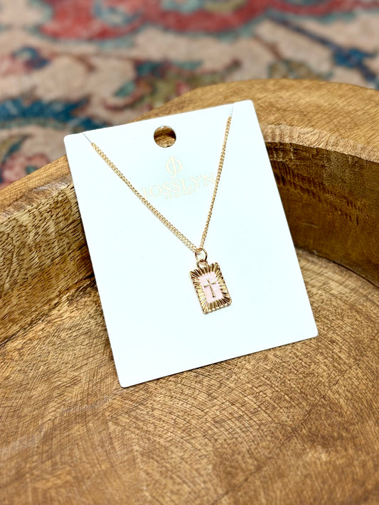 Sunburst Square Cross Pendant Necklace