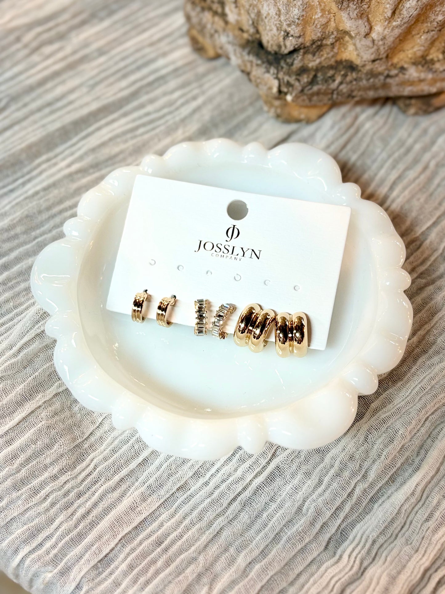 Baguette Huggie Trio Earrings