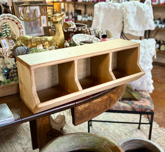 Three Compartment Wooden Bin
