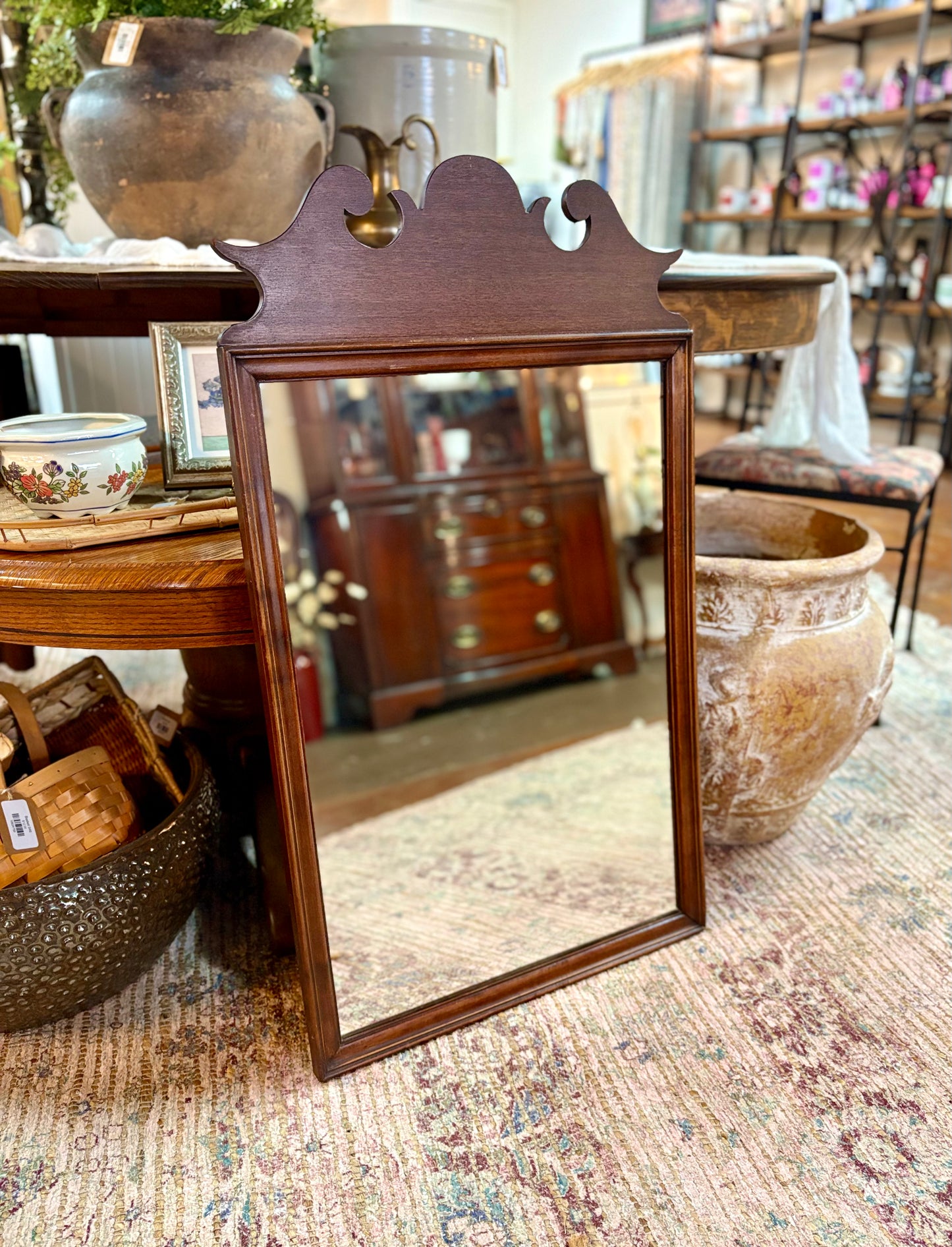 Vintage Wooden Chippendale Style Mirror