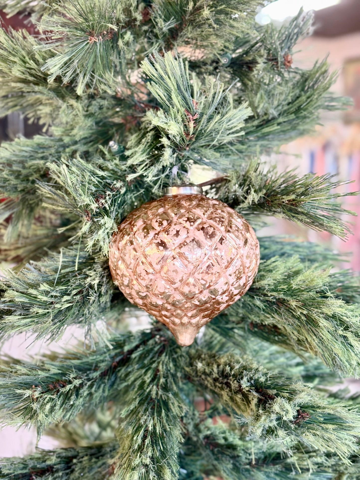 Vintage Diamond Teardrop Christmas Ornament 5 In - Pink