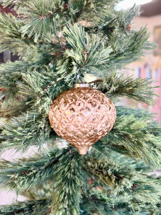 Vintage Diamond Teardrop Christmas Ornament 5 In - Pink